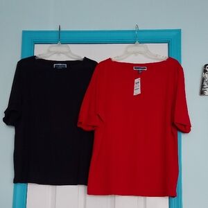 Karen Scott Knit Elbow Sleeve Tops